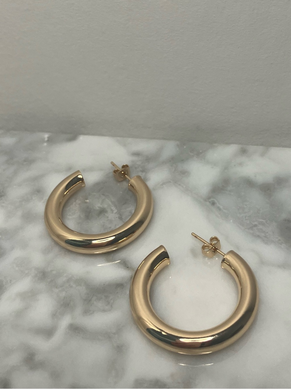 14K Gold Plated Everyday Hoop Earrings – 30mm | Classic Lightweight Gold Hoops